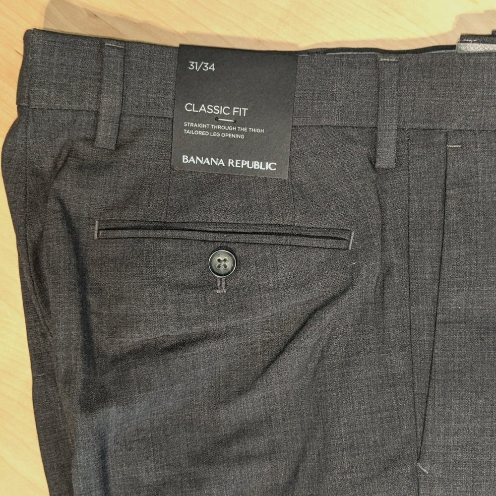 Banana Republic Solid Grey Mens Dress Pants 31x34